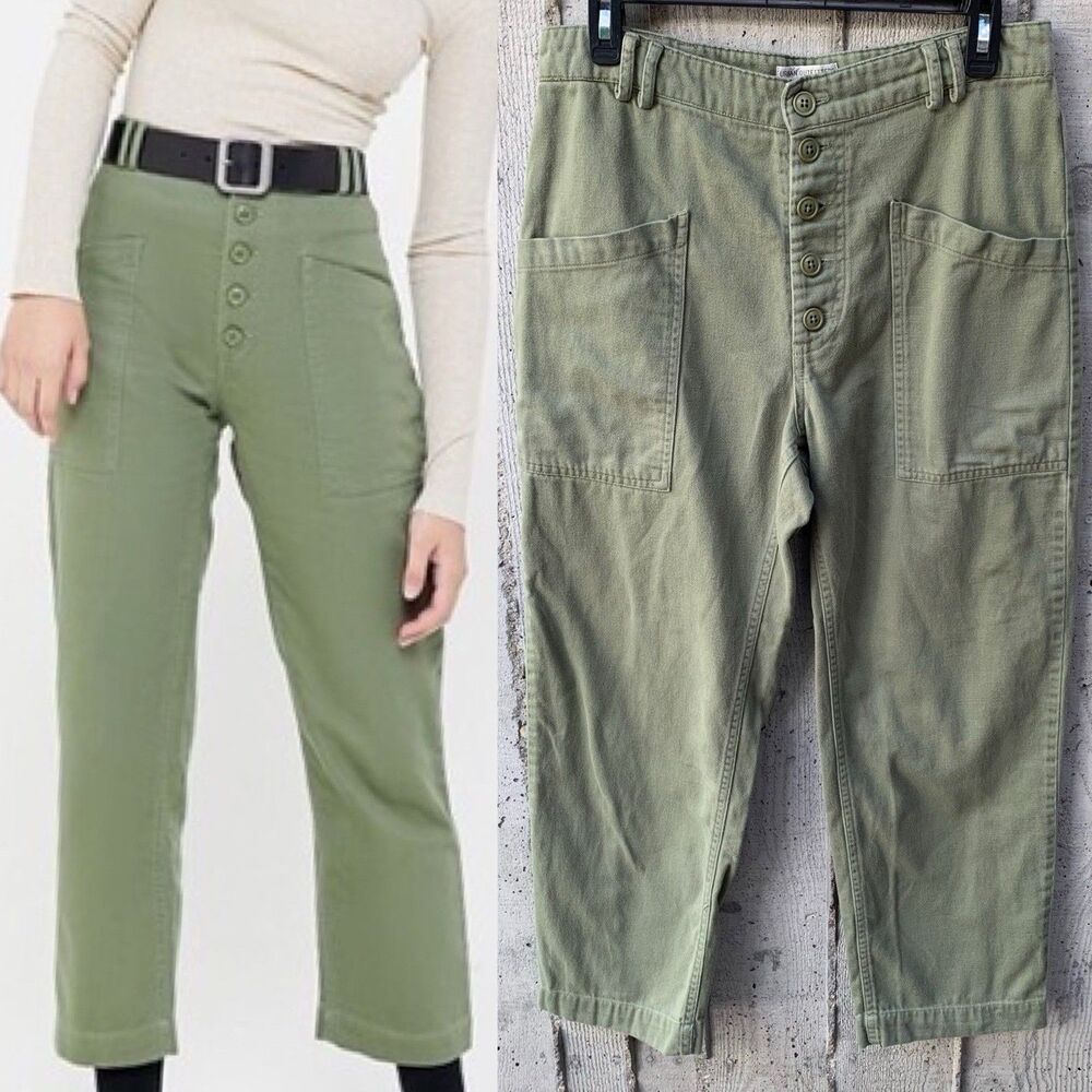UO Soft Utility High Rise Button Fly Straight Leg Pant Modern Streetwear Safari